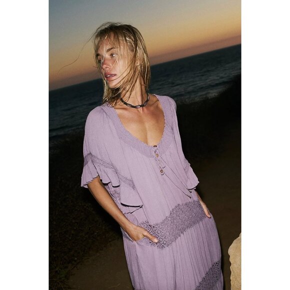 Free People Dream On Maxi Dress In Violet Ash Size Small Free-est - Picture 4 of 7